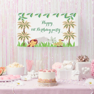 Safari animals birthday party banner