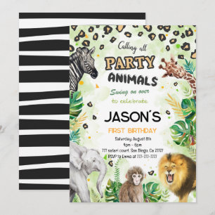 Safari Animals Birthday Party Invitation