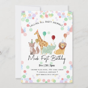 Safari Animals Birthday party Invitation