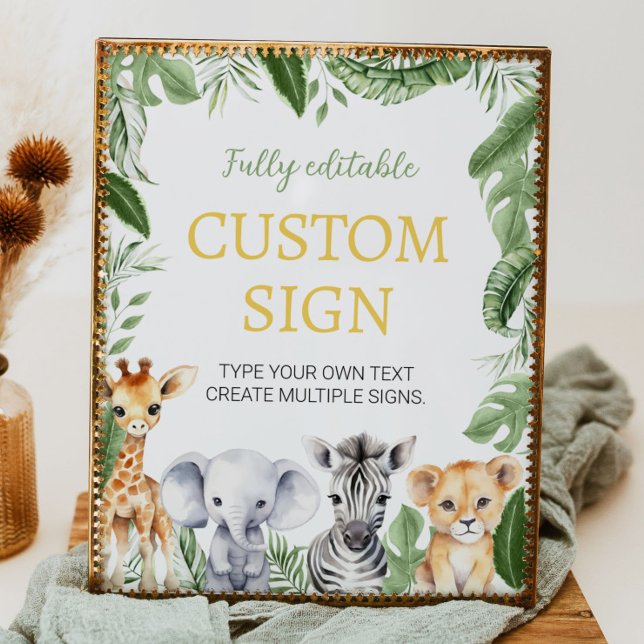 Safari Animals Birthday Party Table Sign (Creator Uploaded)