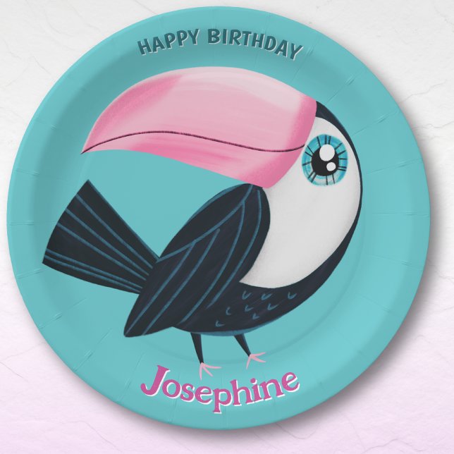 Safari animals birthday toucan girl paper plate (Creator Uploaded)