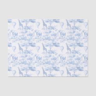Safari Animals Blue Toile de Jouy Dusty Tissue Paper