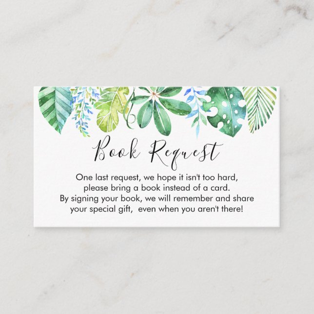 Safari Animals Book request Card Insert (Front)