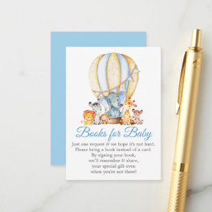 Safari Animals Books For Baby Blue Balloon Shower Enclosure Card