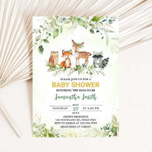 Safari Animals Botanical Baby Shower Invitation