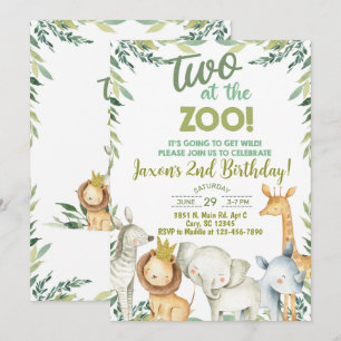Safari animals boy 2nd birthday invitation. invitation