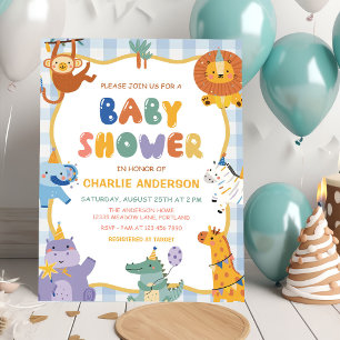 Safari Animals Boy Baby Shower  Invitation