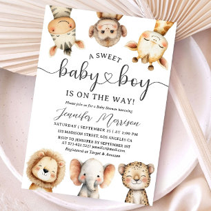 Safari Animals Boy Baby Shower Tropical Jungle Invitation