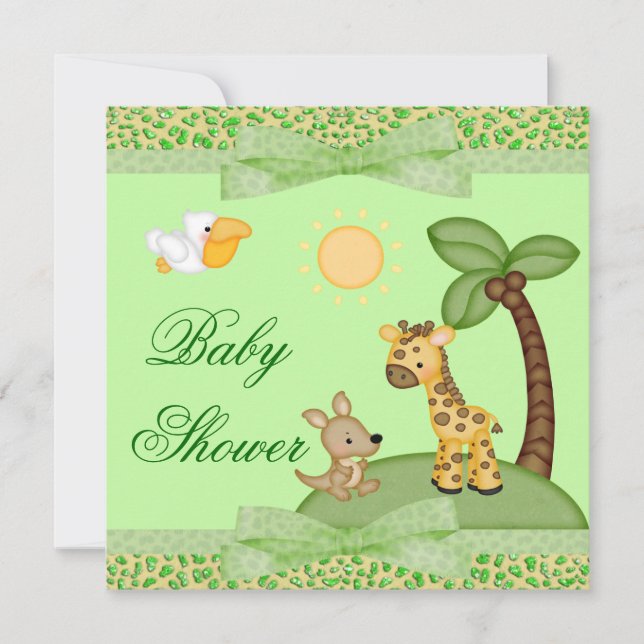 Safari Animals Cheetah Print Baby Shower Invitation (Front)