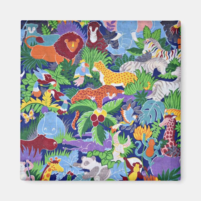 Safari Animals, colourful pattern, Magnet (Front)