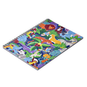 Safari animals colourful pattern notebook