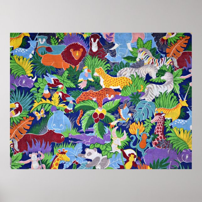 Safari animals colourful pattern poster (Front)