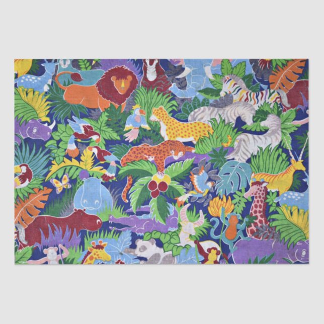 Safari Animals, colourful pattern, Tissue Paper (Front)