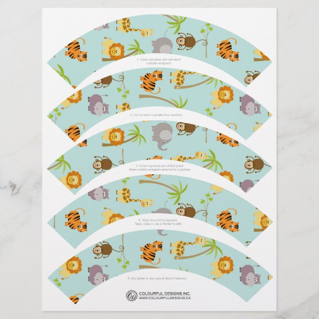 Safari Animals Cupcake Wrappers (Front)