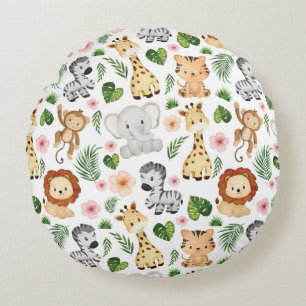 Safari Animals - Cute safari baby animals Round Pillow