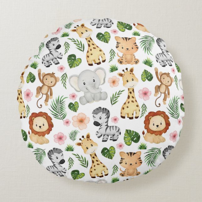 Safari Animals - Cute safari baby animals Round Pillow (Front)
