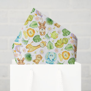 Safari Animals Decoupage Paper, Jungle Baby Shower Tissue Paper