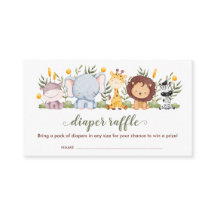 Safari Animals Diaper Raffle Tickets Jungle Boys