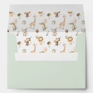 Safari Animals Envelope Return Address Boy Jungle 