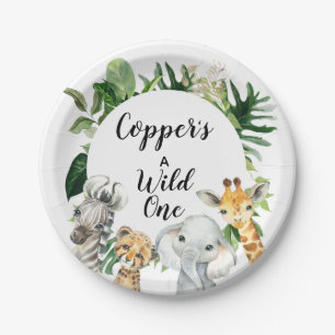 Safari Animals  Foliage Birthday Party Plate