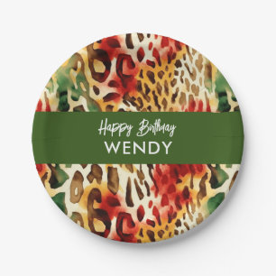 Safari Animals' Fur Print Patterns Colourful Paper Plate