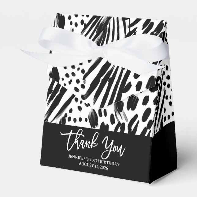 Safari Animals' Fur Prints Pattern Black and White Favor Box (Front Side)