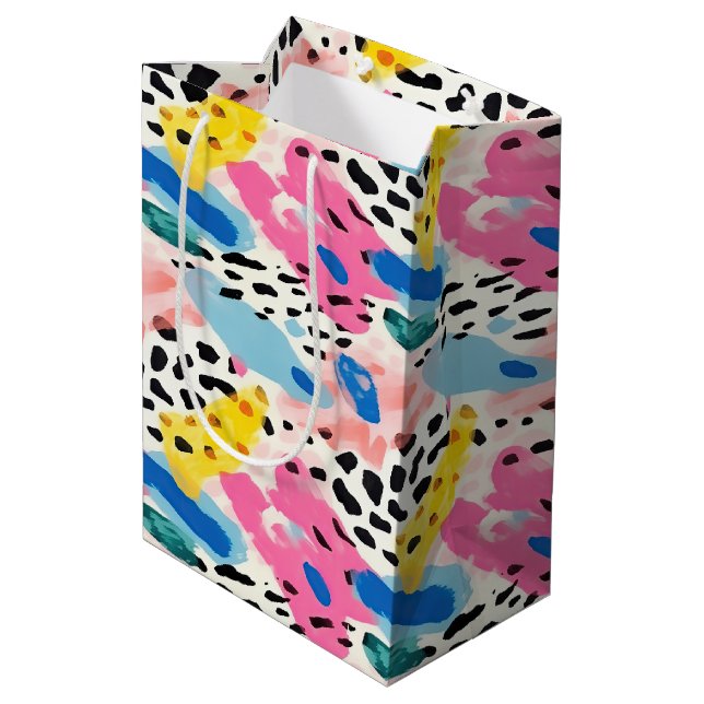 Safari Animals' Fur Prints Pattern Colourful Fun Medium Gift Bag (Back Angled)
