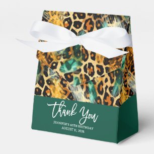 Safari Animals' Fur Prints Pattern Green and Gold Favor Box