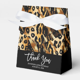 Safari Animals' Fur Prints Patterns Black & Gold Favor Box