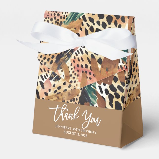 Safari Animals' Fur Prints Patterns Colourful Brow Favor Box (Front Side)