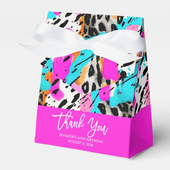 Safari Animals' Fur Prints Patterns Colourful Neon Favor Box (Front Side)