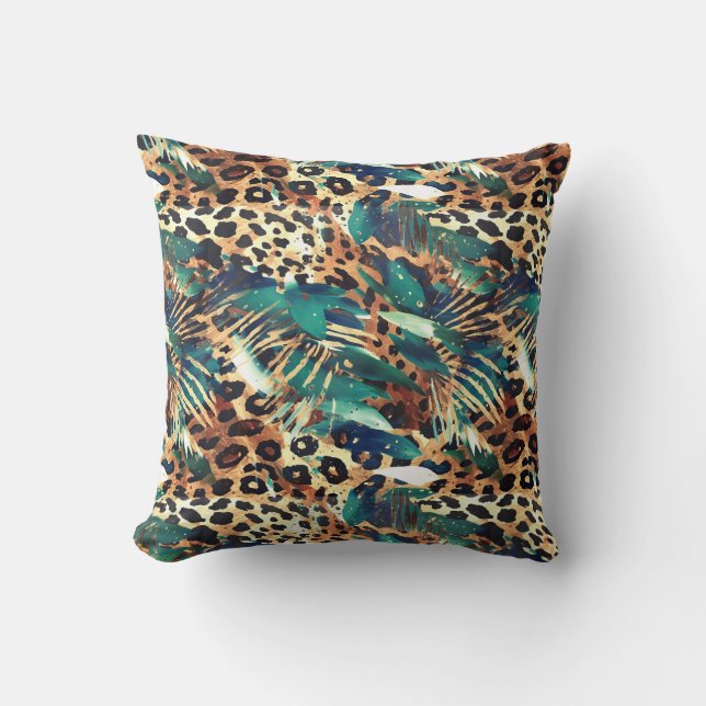 Safari Animals' Fur Prints Patterns Exotic Modern Throw Pillow (Front)