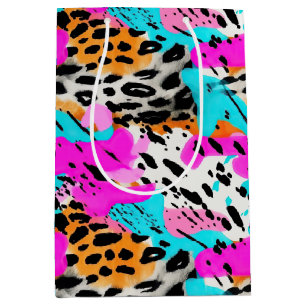 Safari Animals Fur Prints Patterns Neon Colourful Medium Gift Bag