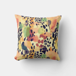 Safari Animals' Fur Prints Patterns Retro Colourfu Throw Pillow