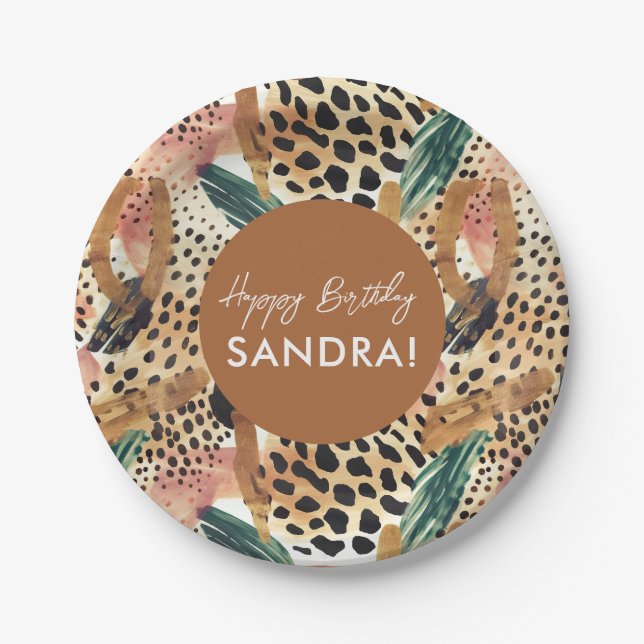 Safari Animals' Fur Prints Patterns Wildlife Paper Plate (Front)