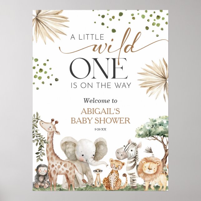Safari Animals Gender Neutral Baby Shower Welcome  Poster