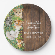 Safari Animals Gold Glitter Rustic Baby Shower