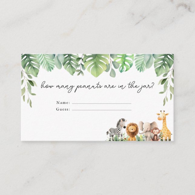 Safari Animals Guess How Many Card (Front)