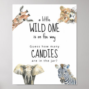 Safari animals - How many candies are in the jar Poster