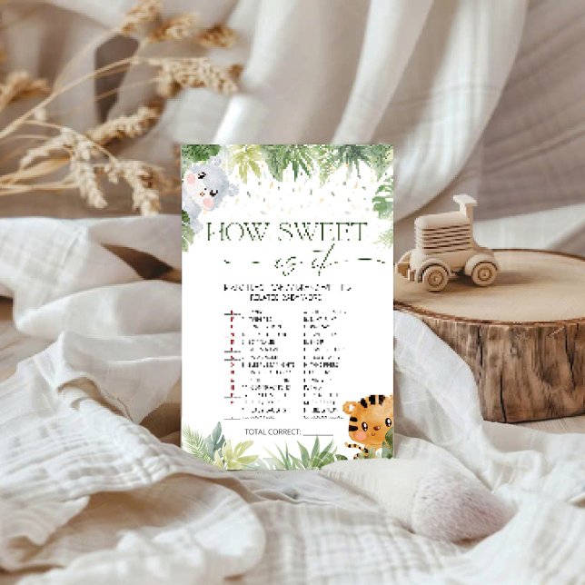 Safari Animals How Sweet Is It Baby Shower Game (Creator Uploaded)