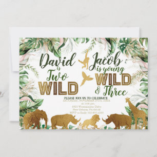 Safari Animals Joint Birthday, Jungle Animals Invitation