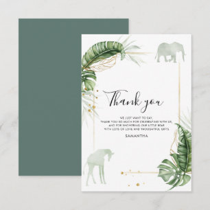 Safari Animals Jungle Baby Shower Thank You Card