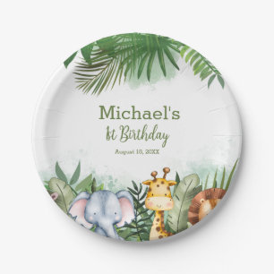 Safari Animals Jungle Birthday Personalized Party Paper Plate