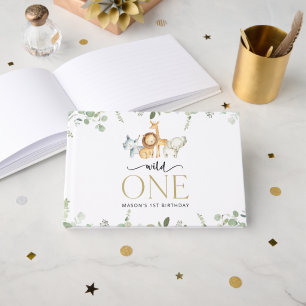 Safari Animals, Jungle, Wild One, First Birthday Guest Book
