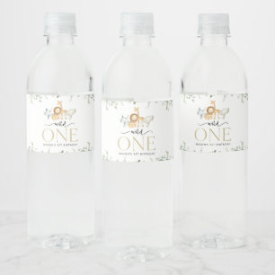Safari Animals, Jungle, Wild One, First Birthday Water Bottle Label