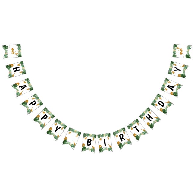 Safari Animals Jungle Wild One Happy Birthday Bunting Flags (All)