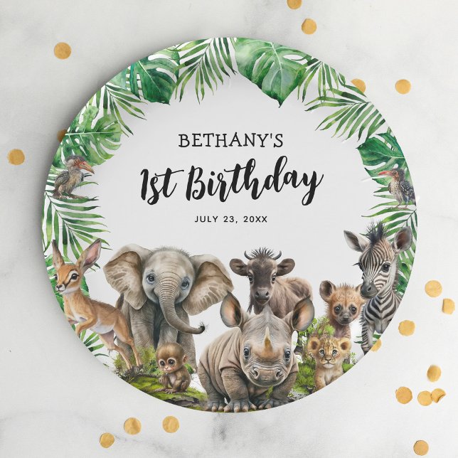 Safari Animals Kids Birthday Party Paper Plate (Creator Uploaded)