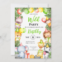 Safari Animals Kids Party Invitation