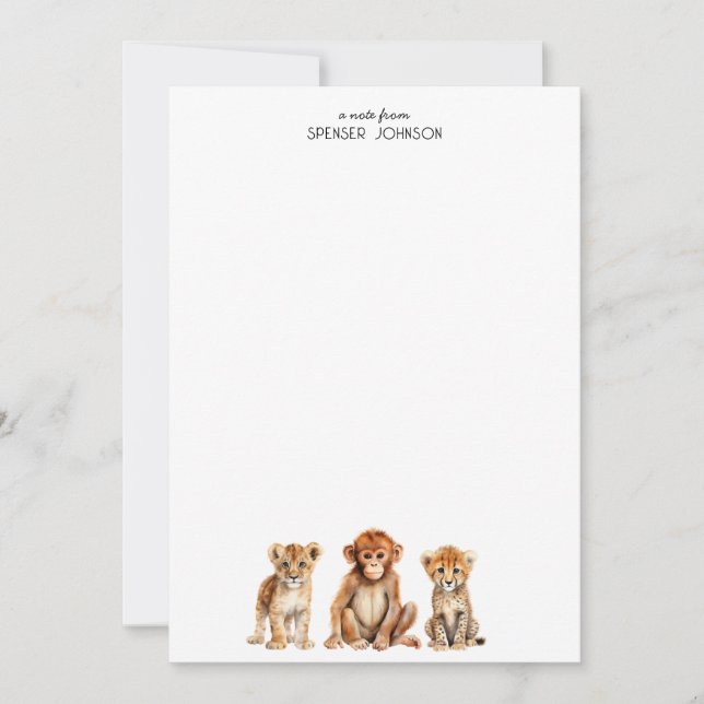 Safari Animals Kid's Personalized  Card (Front)