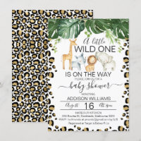 Safari Animals Leopard Skin Baby Shower Invitation